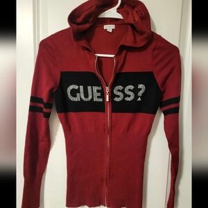 GUESS Red and Black Women's Zip-Up Jacket